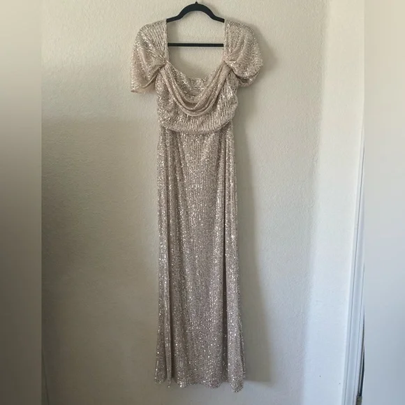 Hello Molly Daphne Maxi Sequin Dress in Beige - Picture 3 of 8
